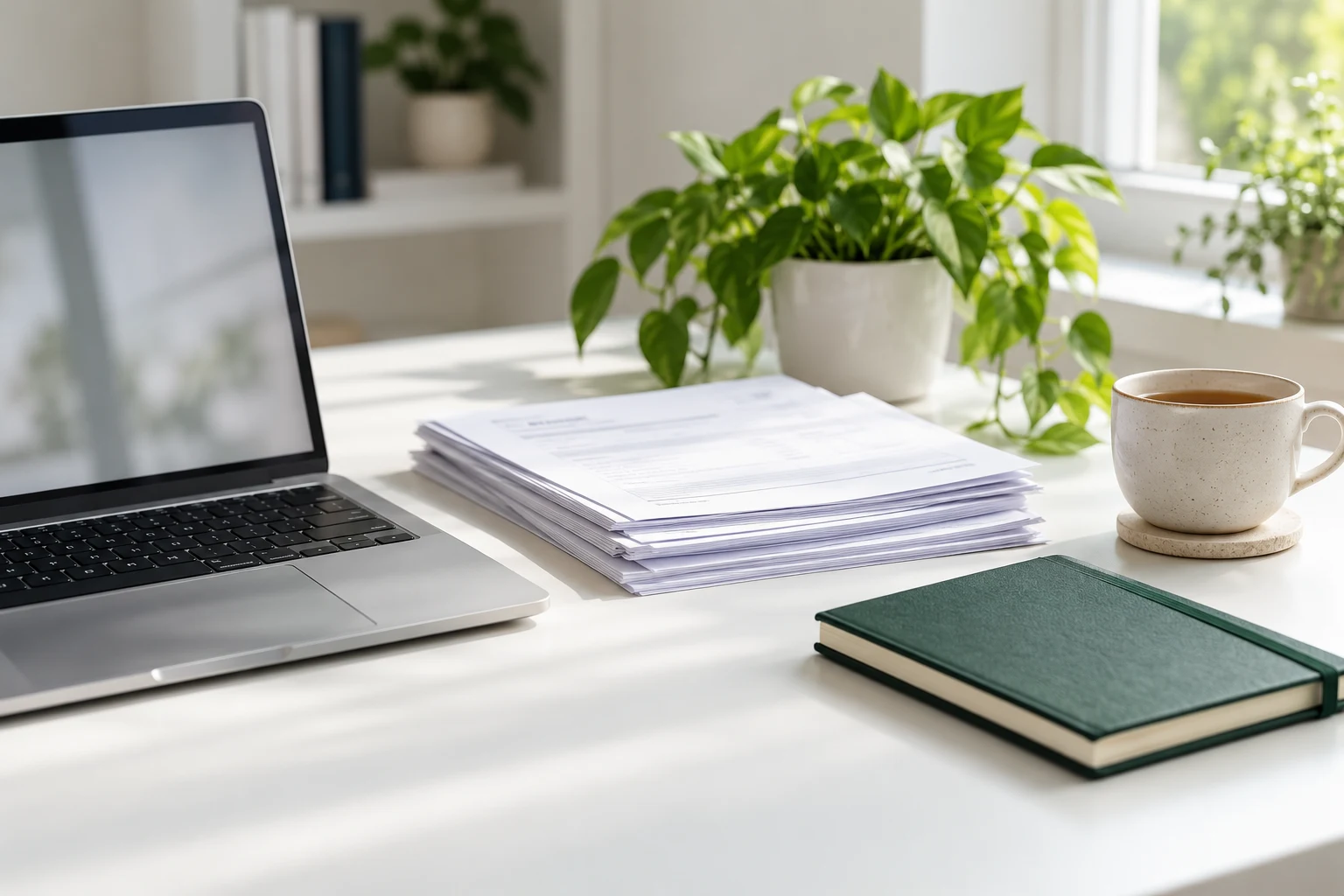 Organised tax records on a desk